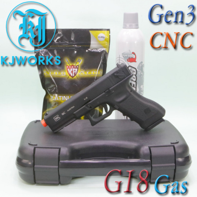 KJWorks (하비라이프) G18C Gen3 | KP-18 (BK) 서바이벌 핸드건, 1개