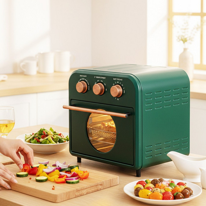 나드레타 대용량 오븐형 에어프라이어 15L 색상 택1 + 6종 조리도구, 파인그린, NDR1085