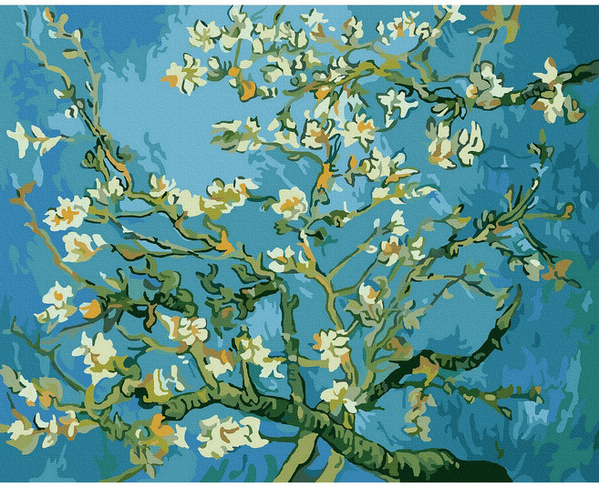 대형 명화 그리기 DIY 60X75cm 유화 캔버스 세트 거실 인테리어 그림 150종, H.풍경, H006.고흐의꽃피는아몬드나무, 1개, H006.고흐의꽃피는아몬드나무