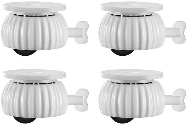 무타공 무소음 접착식 바퀴 실내 가구 미니바퀴 360도 회전 이동 캐스터, 1개, 화이트 4개 세트