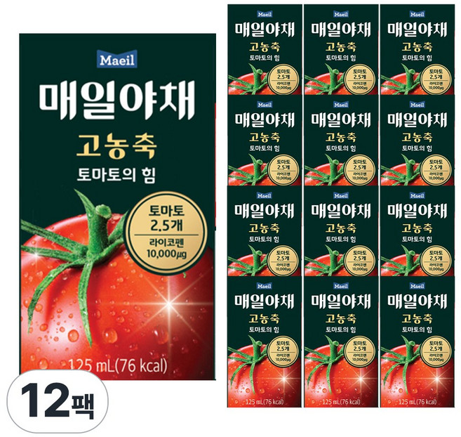 매일유업 매일야채 고농축 토마토의 힘, 125ml, 12개