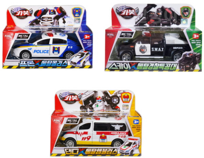 헬로 카봇 메탈 미니카 3종세트 각각 포장되어있어 선물하기좋아요 폴리스 앰뷸런스 경찰특공대, 1개