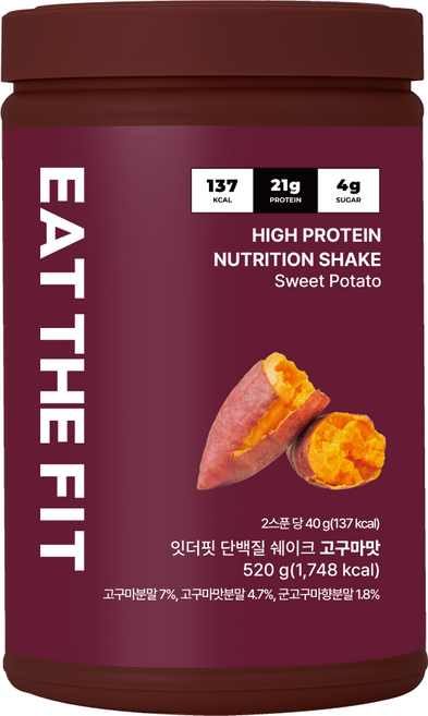 잇더핏 단백질 쉐이크 대용량 (고구마맛), 1개, 520g