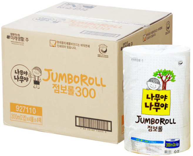 나무야나무야 2겹 점보롤 300m, 4개, 4개입