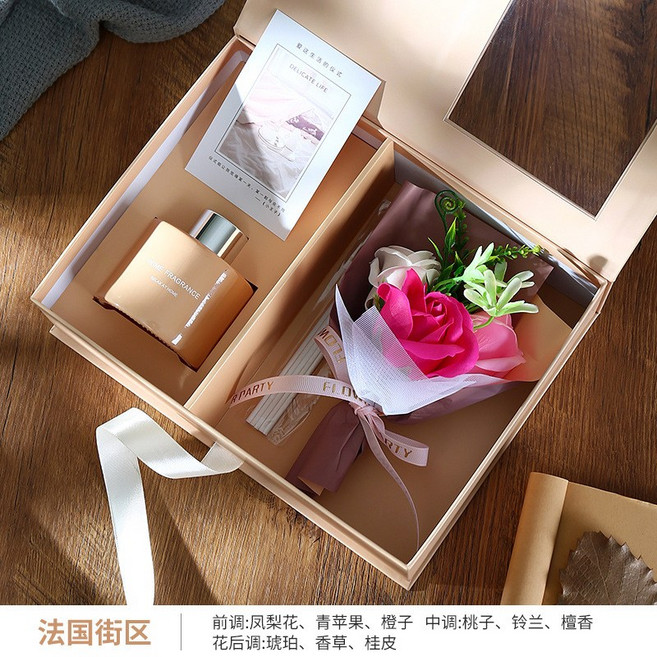 Clybo 영생꽃 비누꽃 아로마병 세트 선물세트, 선물상자 + 프랑스 블록