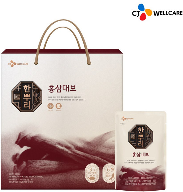 CJ 한뿌리 홍삼대보, 40ml, 24개
