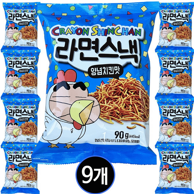 크레용신짱 라면스낵 양념치킨맛 9개(90gx9개) 과자뿌셔뿌셔에낙, 90g, 9개