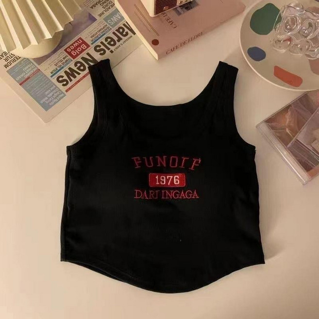 全新胸墊刺繡吊帶背心女夏季小眾設計感外穿內搭顯瘦