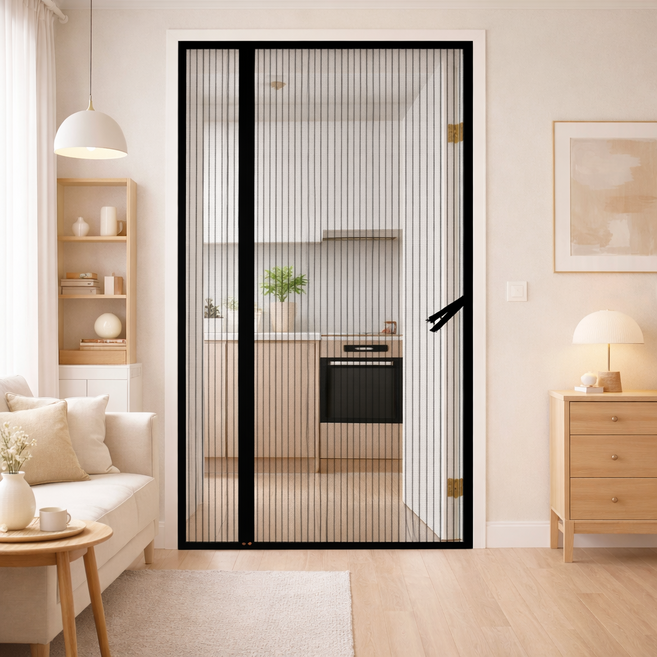 키미보루 사이드 방충망 더 편리하고 찢어지지 않는 옆열림 현관문 자석 모기장 간편설치, 1세트