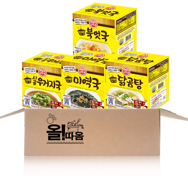 오뚜기 간편블럭국 4종 기획세트 2호(사골우거지국+북엇국+미역국+닭곰탕), 1개