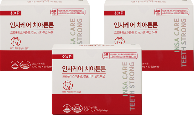 가성비 잇몸 영양제 인사 케어 치아 튼튼 이가 탄탄 하게 코랄 칼슘 프로폴리스 영양제, 4세트, 60회분