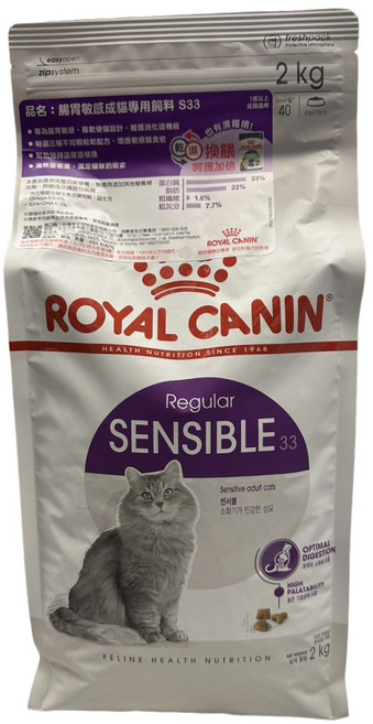 ROYAL CANIN 皇家寵物飼料 Regular SENSIBLE 33 成貓保健配方 2KG, 1個