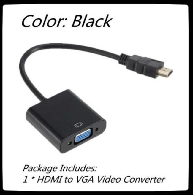 디지털 아날로그 HDMI 호환 VGA 케이블 컨버터 태블릿 노트북 PC TV용 1080P HDMI-VGA 어댑터, 01 Black_01 HDMI TO VGA, 1) Black