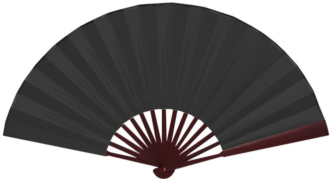 블랙 무지 (실크 대나무부채 D타입 대형-C형 블랙) 대형부채 산수화 풍경 전통 수채화 나무 부채, 1개