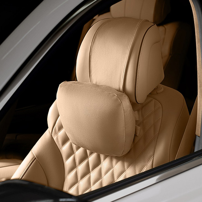 벤딕트 차량용 프리미엄 폭스 스웨이드 목쿠션 리니어, 새들브라운, 1개