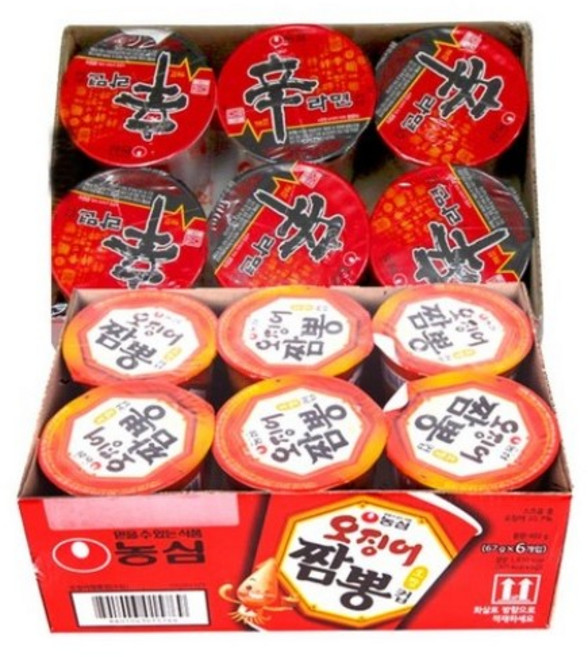 농심 신라면소컵 6입+오징어짬뽕소컵 6입 2종 세트 총 12개, 67g