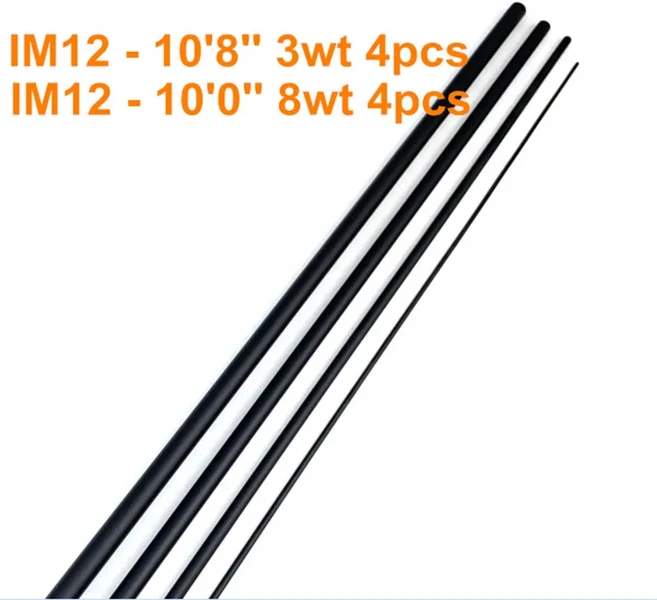 IM12 10'8'' 3wt 4pcs & 탄소 낚싯대 투명 검정색 빈 빠른 액션 수리 막대 빌딩 DIY NooNRoo, 02 IM12 10FT 8inch 3wt, 01 Matte Black