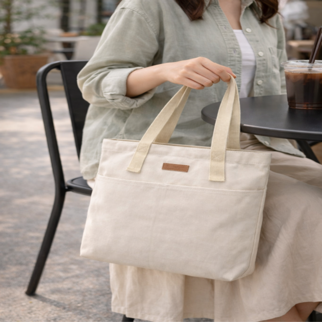 우주네 데님 캔버스 에코백 데일리 숄더백 빅사이즈 토트백