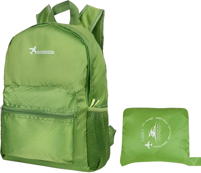 초경량 접이식 포켓형 여행용 아웃도어 등산 백팩, 그린