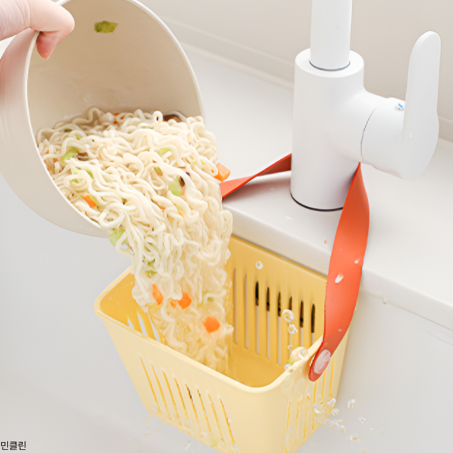 민클린 주방 싱크대 음식물 수세미 물빠짐 거치대, 1개, 옐로우