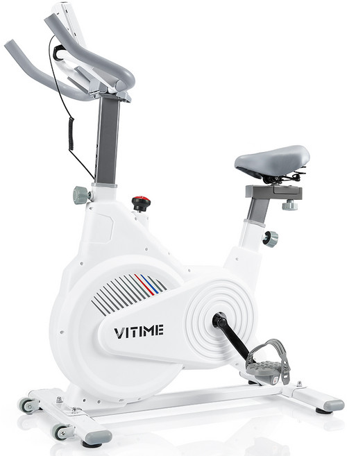 VITIME 실내 자전거 운동기구 스피닝바이크 스핀 바이크 헬스사이클 실내용 가정용 유산소 마그네틱 자전거, 화이트, LQM-618