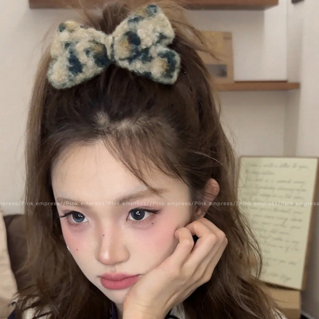 秋冬蝴蝶結丸子頭抓夾髮飾