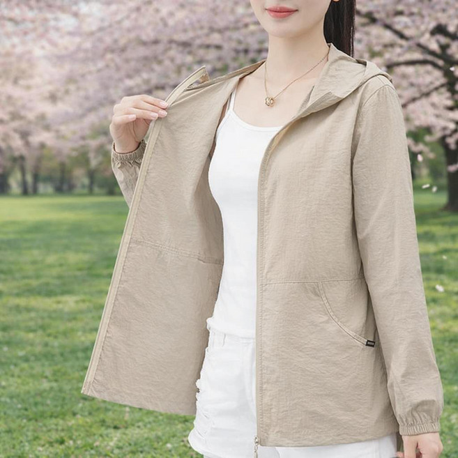 루미빈 여름 여성 자외선차단 후드 집업 경량 통기성 바람막이