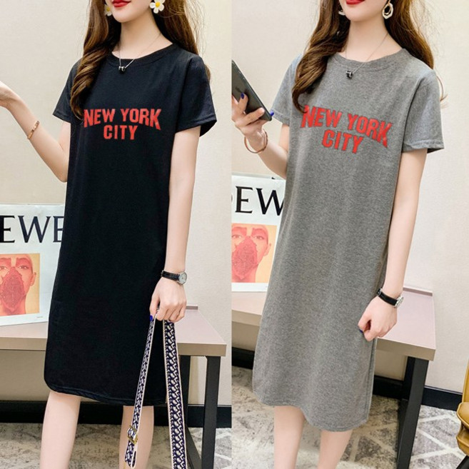 스타일아유 데일리 캐쥬얼 레터링 여름 반팔 롱원피스[AXG6OP002A]