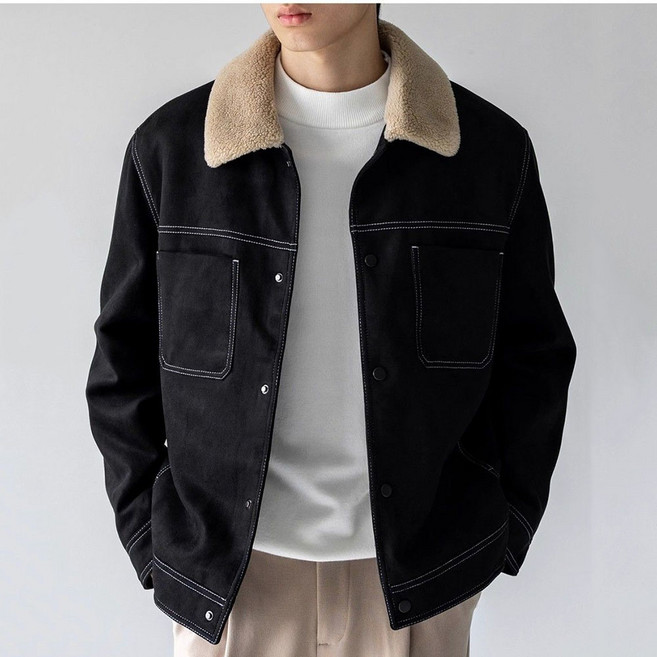 옌츠 남자 빅사이즈 램스울 코트 겨울 가죽 퍼 일체형 스웨드 재킷 CY251029