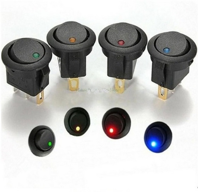 LED 원형 스위치 / DC12V / 4색 / 시소 스위치 / 옵션, 레드, 1개