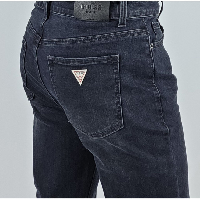 백화점 정품 게스 남성 베이직 릴렉스 테이퍼드 다크블루 데님 청바지 DBL