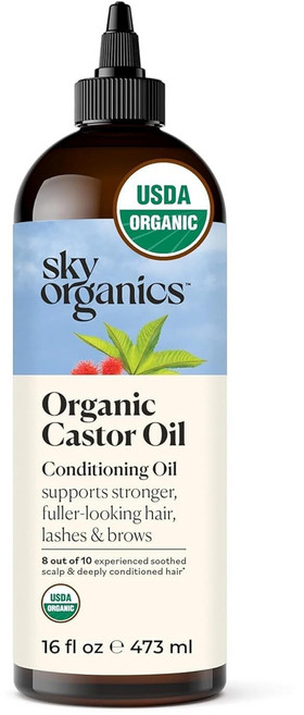 스카이 오가닉스 유기농 캐스터 오일 헤어 두피 속눈썹 멀티 케어, 1개, 473ml