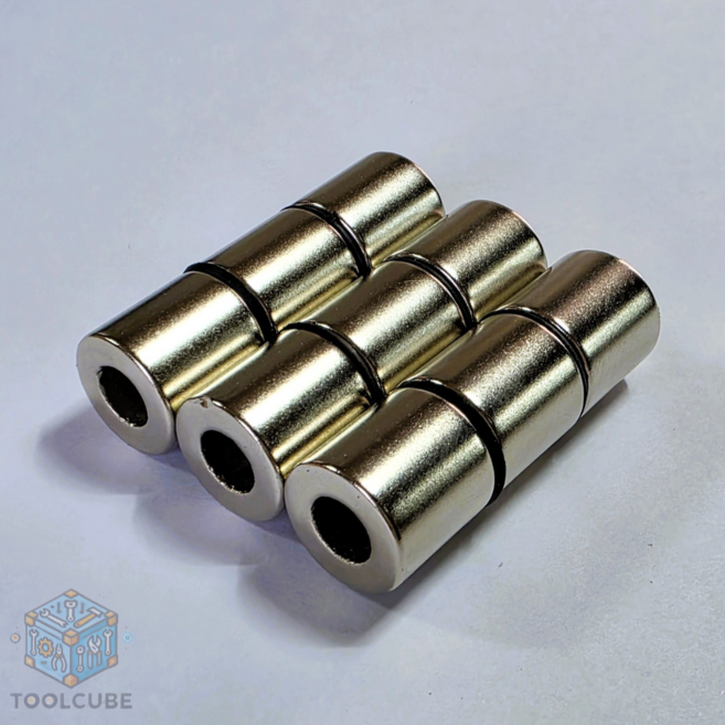 Toolcube 초강력 네오디움 자화기 자석 9개 링형 자석 내경7mm 두께15mm