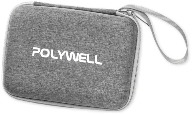 POLYWELL 3C配件硬殼收納包(中號), 灰色, 1個