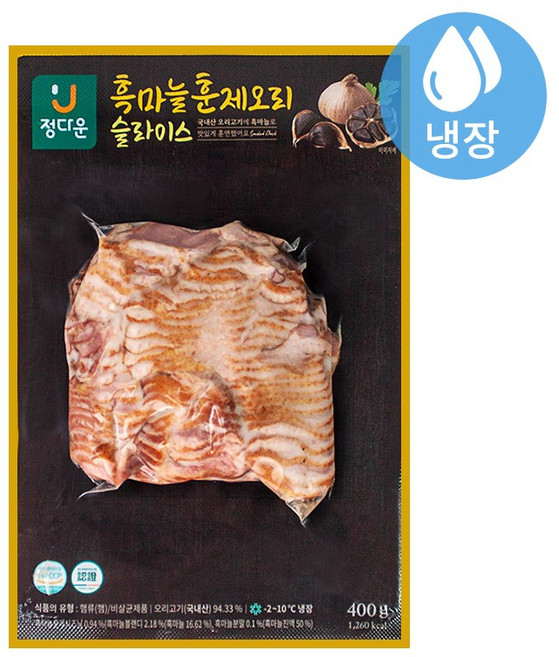 정다운 흑마늘 훈제오리 슬라이스, 2개, 400g