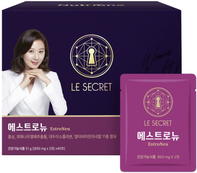 뉴트리원 르 시크릿 김희애 에스트로뉴 1박스 80일분 여성 갱년기 면역력 피로 개선 업