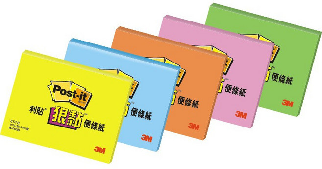 3M 狠黏 657S便條紙(多色), 黃, 1個