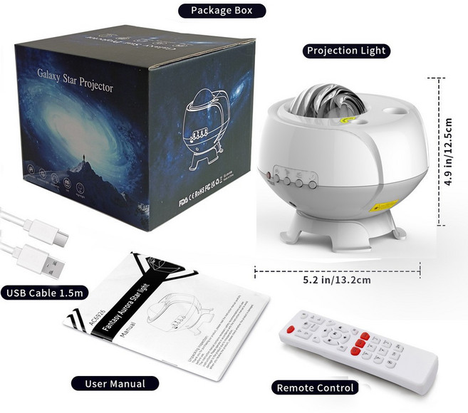 星空投影燈 北極光 LED 助眠氣氛燈, 夢幻北極星月亮星空投影燈(白色), 白色