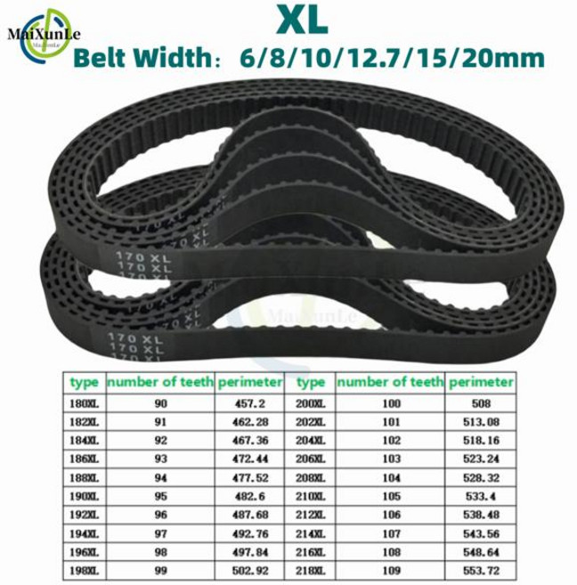 XL 타이밍 벨트 고무 드라이브 폭 180XL 182XL 184XL 186XL 188XL 190XL 192XL 194XL 196XL 198XL 218XL 6mm 8mm 10/12, 1 개, 1개