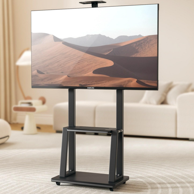 아우리넥스 스탠드 이동식 TV스탠드 거치대 32-75인치, 블랙
