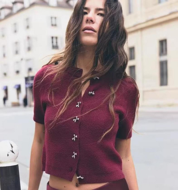 14H12104 자라여자반팔가디건 니트가디건 숏 슬림 9598201