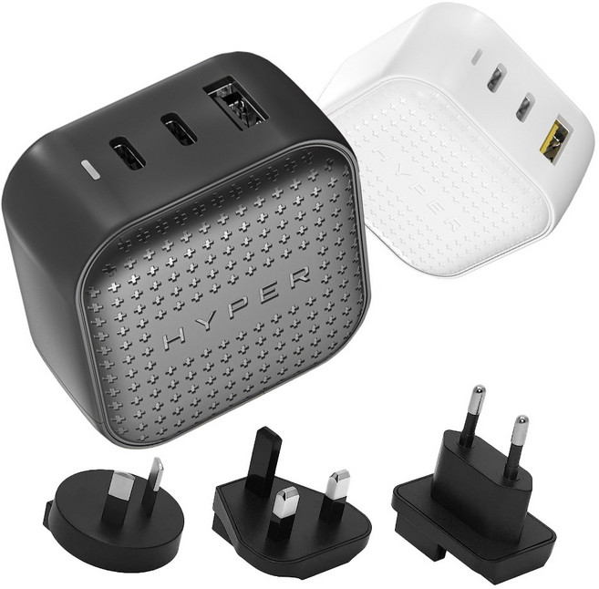하이퍼주스 큐브 65W PD 충전기 C타입 멀티 고속 초고속 아이패드 3in1 GaN, 블랙, 1개