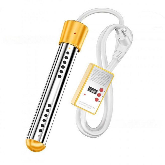 智能定時大功率浴缸加熱棒，熱得快動斷電, 黃色 智能定時款,歐規 1500W, 1個