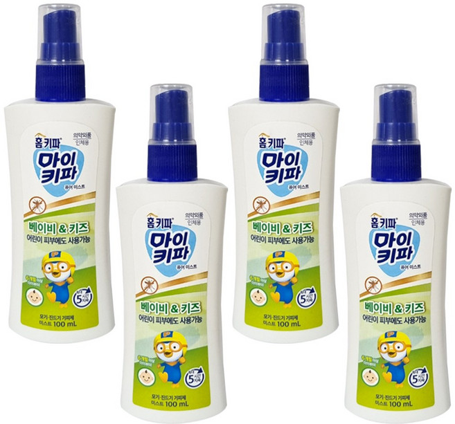 마이키파 베이비 키즈 미스트 해충퇴치제, 4개, 100ml