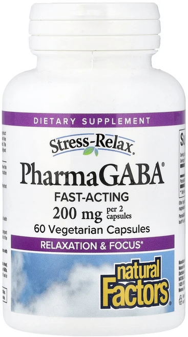 네추럴팩터스 스트레스-릴렉스 파마 가바 100mg 베지테리안 캡슐 글루텐 프리 무설탕, 60정, 1개 - 쿠팡