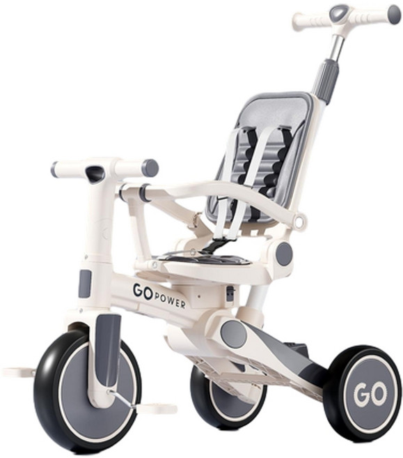 GOPOWER 兒童三輪腳踏車 1-3歲可坐可騎可推車, 海藍色, 20