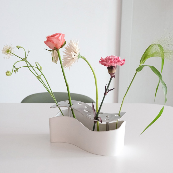 네르하 이케바나 도자기 웨이브 화병 북유럽 물결 화병, 화이트(WHITE), 무광(MATTE)