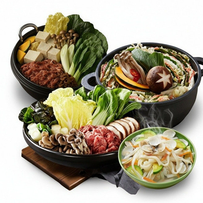 채선당 시그니쳐 밀키트 3종 2인x2(총 4인분)+백합칼국수, 밀푀유+스키야끼+, 1개