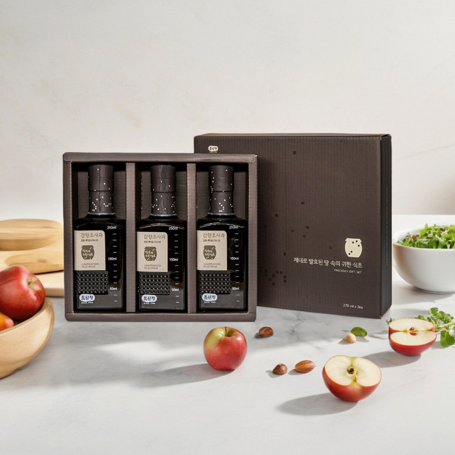 초산정 감향초 사과 한상준 발사믹식초 3병 선물세트, 1박스, 370g