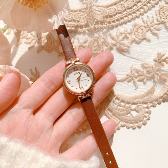 [비마이뮤즈] [당일출고/무배] 리본스 라운드 가죽 아날로그 손목 밴드 시계 5color